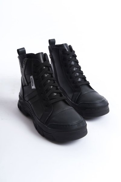 Zapatos Amber Lace-Up Zippered Orthopedic Sole Women's Boots Cst - Black