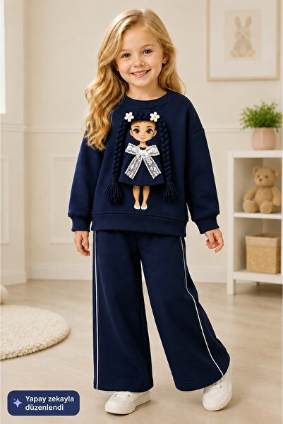 My Kids Wear Girl's Printed Sweatshirt and Wide-Leg Pants 2-Piece Tracksuit S...