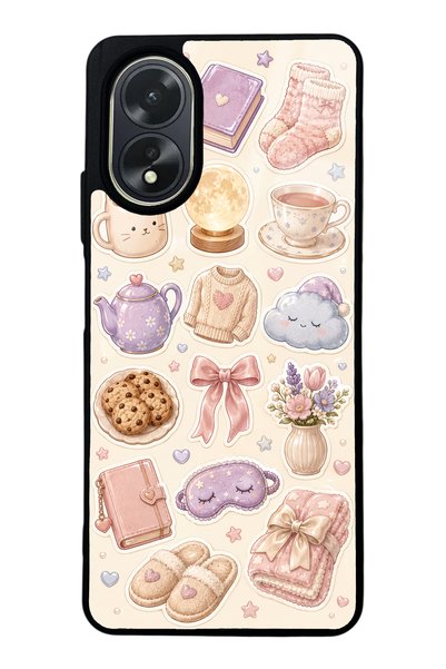 S Mode حافظة هاتف لامعة بتصميم Pastel Sleepover لهاتف Oppo A38