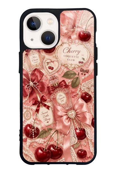 S Mode iPhone 13 Mini Glossy Phone Case with Cherry Parfum Coquette Design