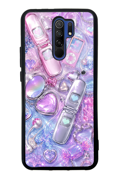 S Mode حافظة هاتف Xiaomi Redmi 9 بتصميم كروم هارت Y2K لامعة