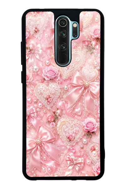S Mode حافظة هاتف لامعة بتصميم دانتيل رومانسي باللون الوردي لهاتف Xiaomi Redm...