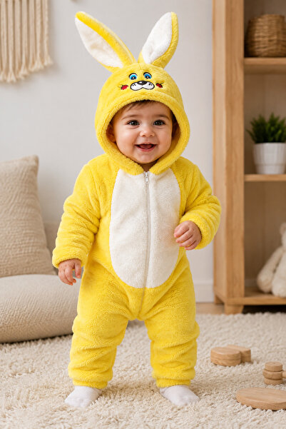 Beniizle Child welsoft rabbit ear winter jumpsuit