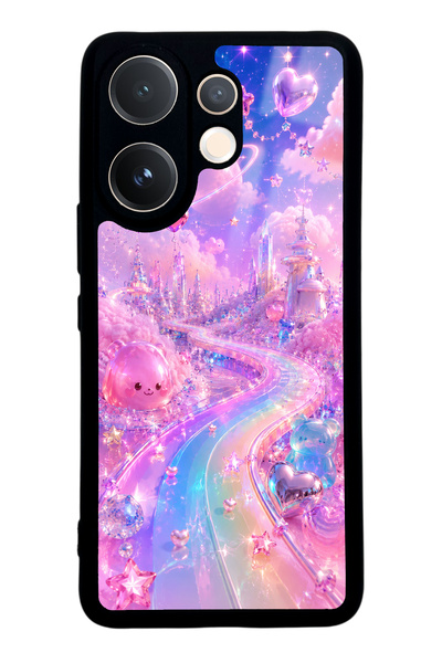 S Mode حافظة هاتف لامعة بتصميم Vivo V60 Crystal Heart City