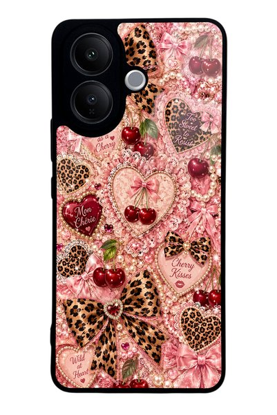 S Mode حافظة هاتف لامعة بتصميم Vivo V60 Lite Wild Cherry Coquette