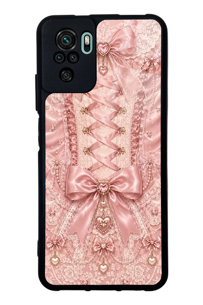 S Mode Xiaomi Redmi Note 10 Pink Corset Coquette Design Glossy Phone Case