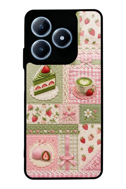 S Mode حافظة هاتف لامعة بتصميم Realme C63 Matcha Berry Quilt