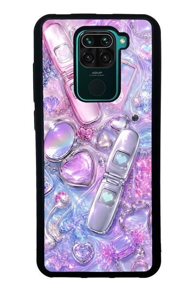 S Mode حافظة هاتف Xiaomi Redmi Note 9 بتصميم كروم هارت Y2K لامعة