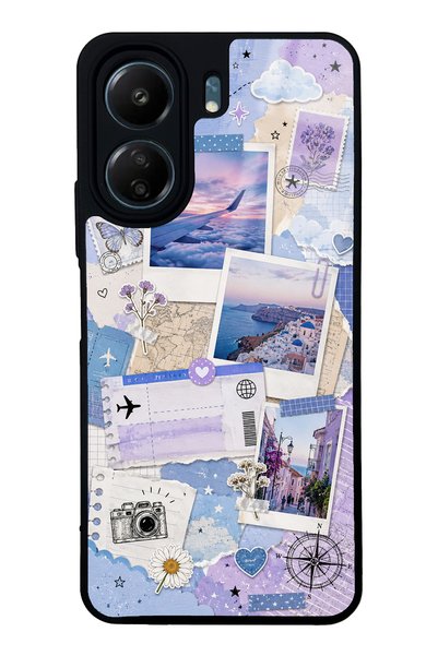 S Mode حافظة هاتف Xiaomi Redmi 13C بتصميم Pastel Travel Diary لامعة