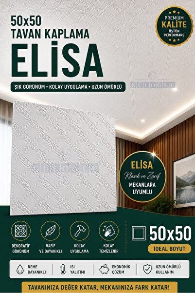 GÜLOĞLU STROPİYER 8 Adet Elisa Tavan Kaplama 50x50