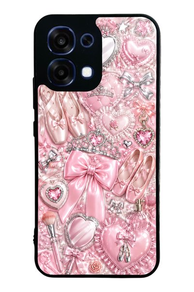 S Mode حافظة هاتف لامعة بتصميم رويال بينك باليه لهاتف أوبو A6 برو
