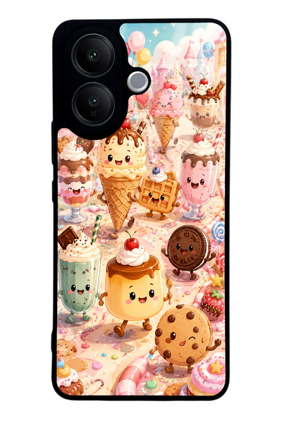 S Mode حافظة هاتف لامعة بتصميم Vivo V60 Lite Dessert Wonderland
