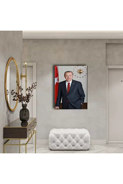 enmalife Recep Tayyip Erdoğan Portresi Dekoratif Kanvas Duvar Tablosu