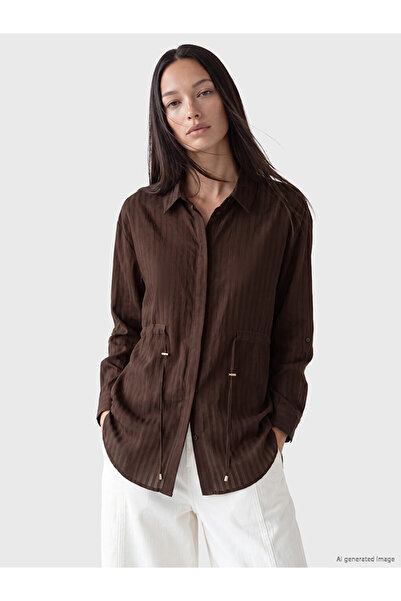 LC Waikiki Beli Lace-Up Striped Women's Shirt Tunic