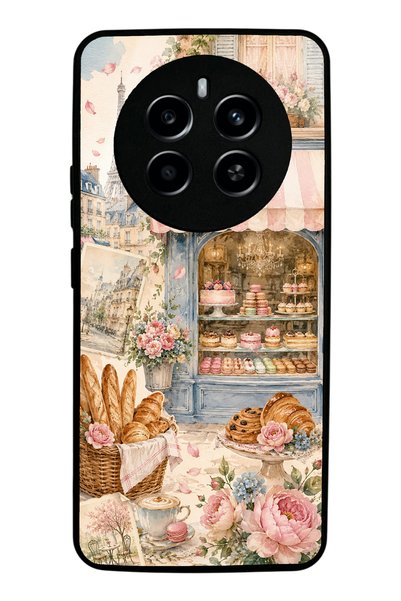 S Mode حافظة هاتف لامعة بتصميم Paris Café Bloom من Realme 12 Pro