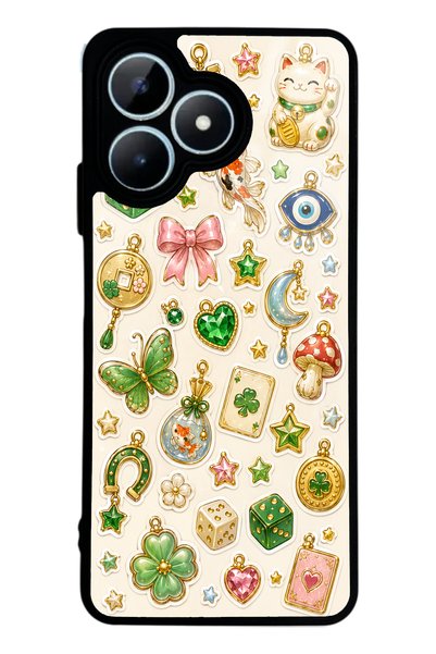 S Mode Realme Note 50 Glossy Phone Case with Lucky Star Charms Design
