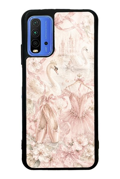 S Mode Xiaomi Redmi 9t Pink Swan Ballet Design Glossy Phone Case