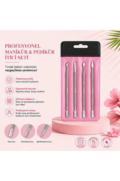 Ocean Profesyonel Paslanmaz Çelik 4'lü Manikür Pedikür Kütikül İtici Ve Temiz...