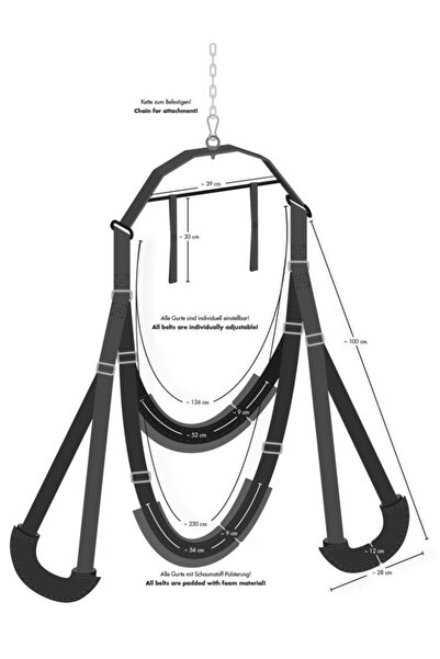 bad kitty Leagăn sex swing cu accesorii, suport metalic, curele reglabile, bici, mască, max. 100 kg