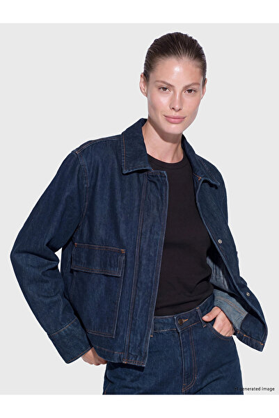 LC Waikiki Lcw Everyday Indigo Shirt Collar Women's Jean Jacket