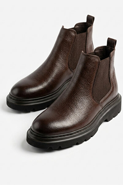 LUSIVE Genuine Leather Brown Comfortable Chelsea Men's Winter Boots Luass30Al...