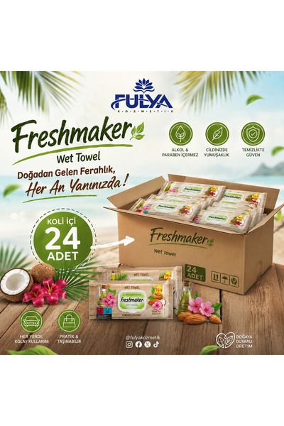 Freshmaker Hindistan Cevizli Büyük Boy Islak Havlu Mendil x24