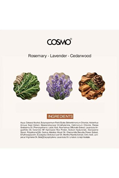 Cosmo Essential Hair Mask – Rosemary, Lavender & Cedarwood Botanical Infused Treatment 500ml