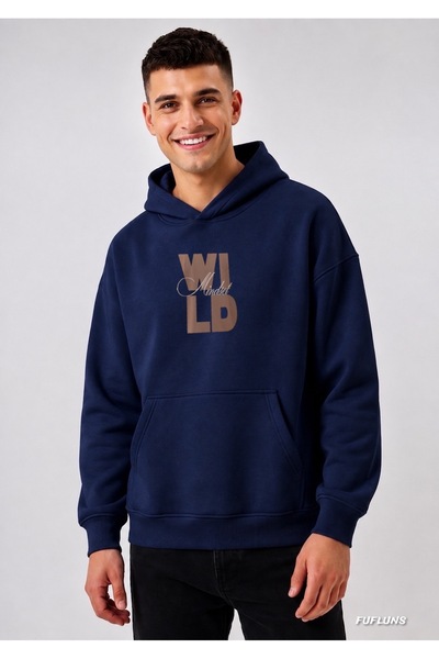 FUFLUNS Wiild Printed Oversized Men's Hooded Sweatshirt