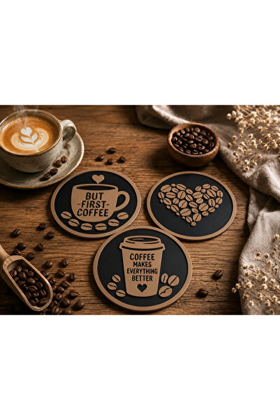 ESM3D Set of 3 Coffee Themed Coasters |   Decorative Coffee Coasters