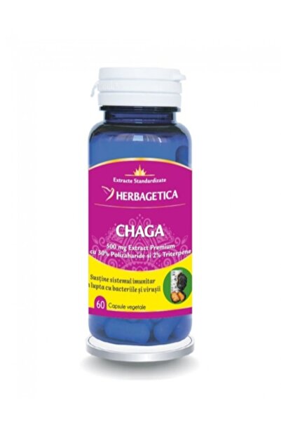herbagetica Ciuperca Chaga (60 capsule vegetale) – Supliment antioxidant și i...