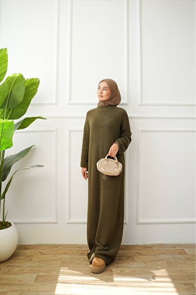 ankanoor Zero Neckline Felt Yarn Knitwear Dress Anka261055