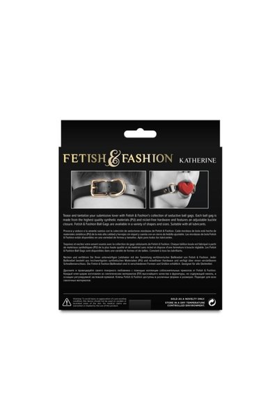 Ns Novelties Gag seducător cu minge Fetish & Fashion Katherine, inimă roșie, 2.8 cm, curea ajustabilă din piele