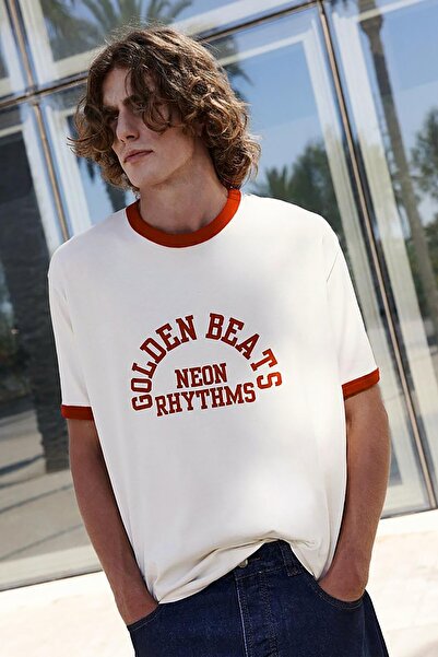 Pull & Bear Grafik ribanalı tişört