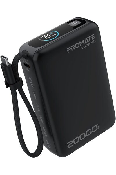 Promate 20000mAh Volta-45 Power Bank with 45W Fast Charging (Black) Built-in ...