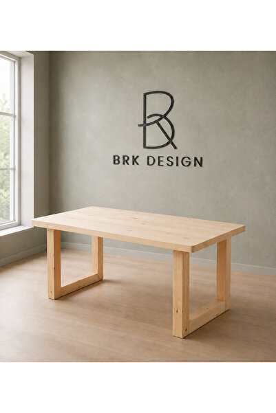 BRK Design Düz Ahşap Ayaklı Doğal Çam Yemek Masası 80x120_M1-02