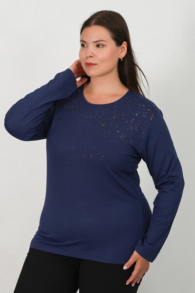 Lanze Stoned and Printed Combed Cotton Blouse