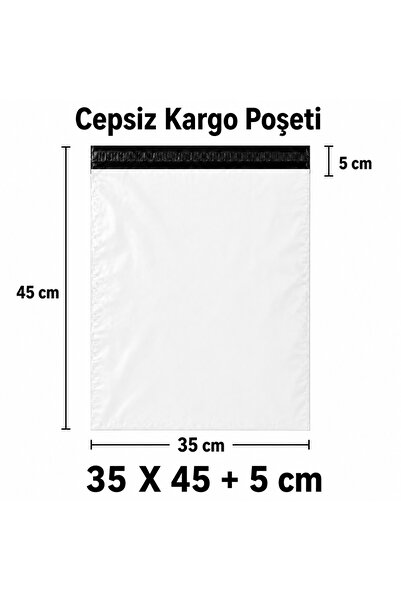S&M AMBALAJ Beyaz Cepsiz Kargo Poşeti 35 x 45 + 5 cm - 100 Adet