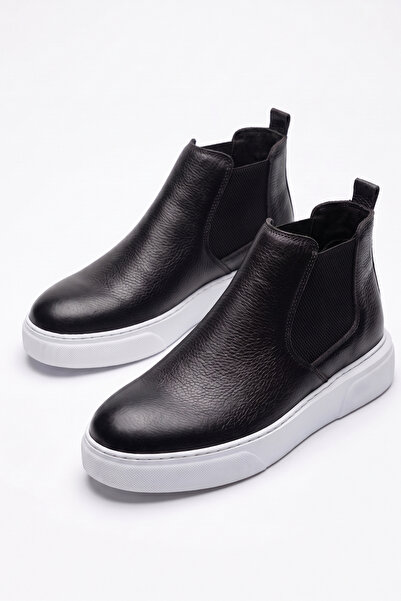 LUSIVE Genuine Leather Black Ultra Comfortable Chelsea Men's Boots Luass30Al0048