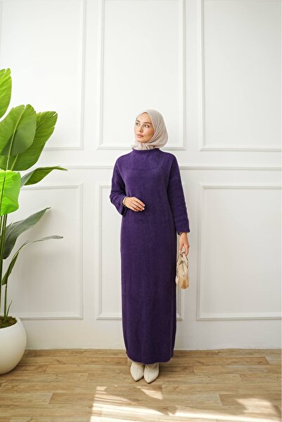 ankanoor Zero Neckline Felt Yarn Knitwear Dress Anka261055