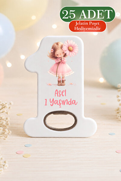 Poyraz Dijital 1 Yaş Doğum Günü Hediyelik Magnet Açacak, 1 Şeklinde Magnet, İ...