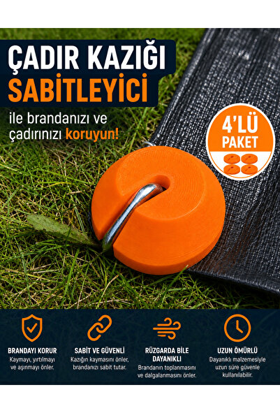 miraluni Çadır Kazığı Sabitleme Aparatı 4’lü Set – Branda ve Çadır Koruyucu K...