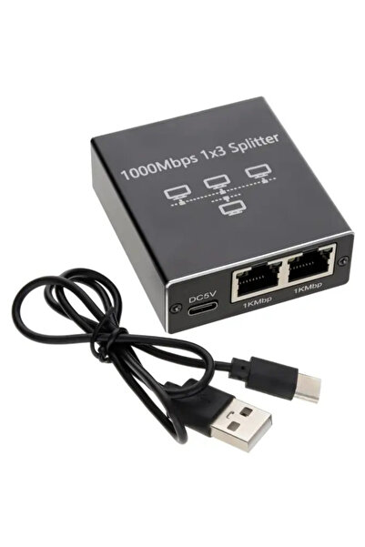 Alfais 6097 RJ45 Ethernet İnternet Switch Splitter Gigabit 1000Mbps 3 Port Çevirici Çoklayıcı Router