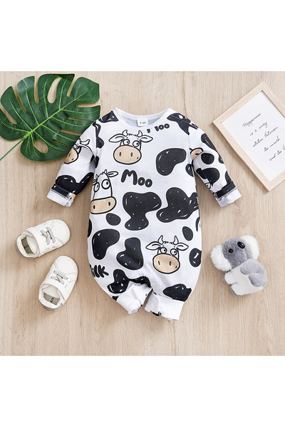 Generic Spring and Autumn Newborn Boys and Girls Cute Cow Pattern Walking Dre...