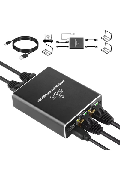 Alfais 6097 RJ45 Ethernet İnternet Switch Splitter Gigabit 1000Mbps 3 Port Çevirici Çoklayıcı Router