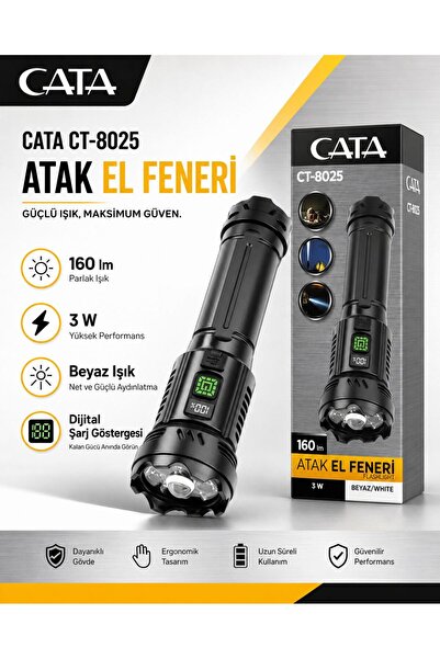 Cata CT-8025 ATAK EL FENERİ 3W BEYAZ IŞIK