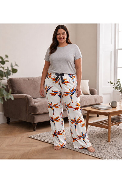Lady Queen Lycra Ring Viscose Oversize Size Pajama Bottoms 6020