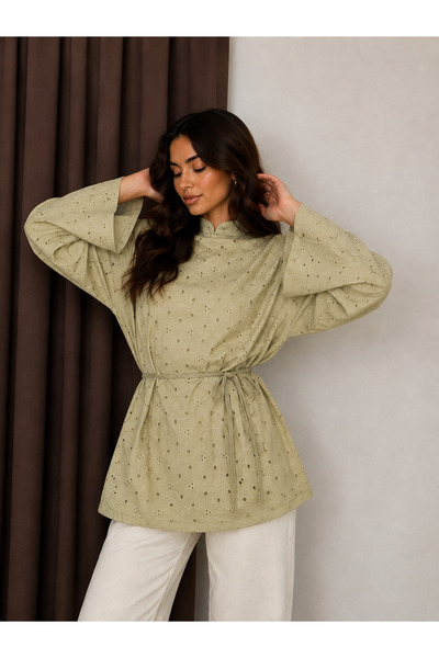 LAMİFUSTORE Denier Lined Waist-Tie Blouse