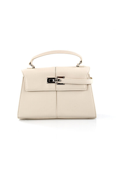 JW PEI Off White Grain Leather Silver Lock Handbag