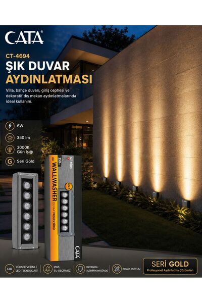 Cata CT-4694 WALLWASHER DUVAR PROJEKTÖRÜ 6W GÜNIŞIĞI