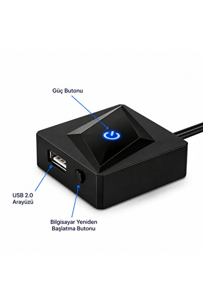 Alfais 6079 Masaüstü PC Kasa Harici Güç Power Reset On/Off USB Düğmesi Switch Uzatma Kablo LED Buton